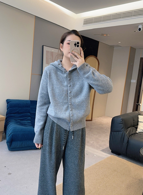 【欧加粒粒】秋冬排扣连帽针织开衫百搭宽松减龄 LH25102227