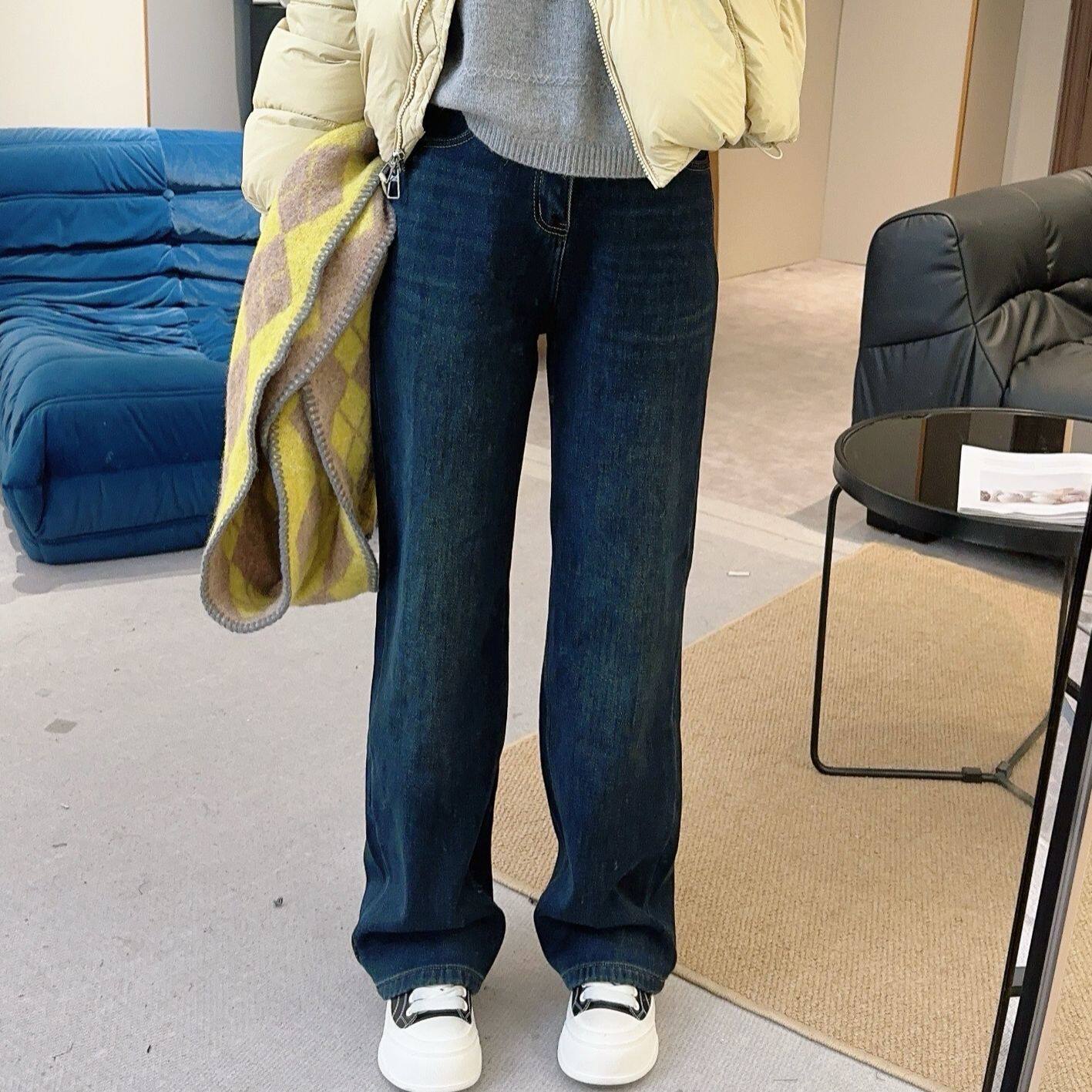 【四面弹厚绒款】冬款复古爱心刺绣显瘦梨形窄版直筒牛仔裤 W196,女装/女士精品,休闲裤,淘宝优惠券,粉丝福利购,淘宝优惠卷