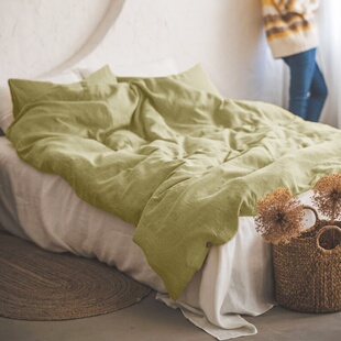 纯色亚麻被单双人被套200x230亲肤透气被罩220x240可定制床上用品