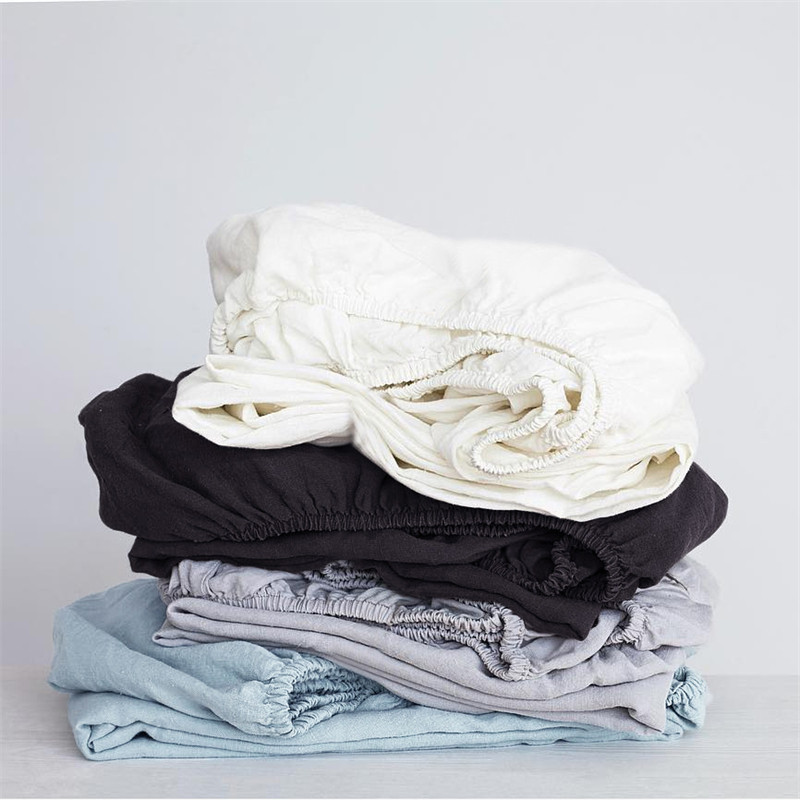 原宿风纯色亲肤亚麻床笠单件180X200双人床床罩200X200床垫保护套