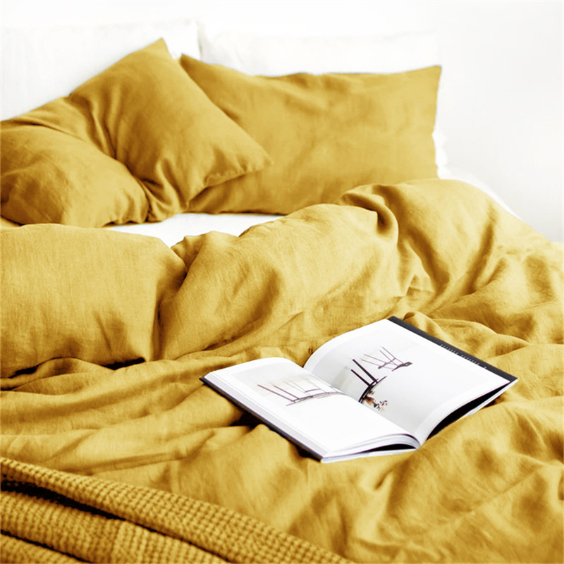 外贸出口亚麻纯色单人被套150X200亲肤双人床大被罩200X230定制