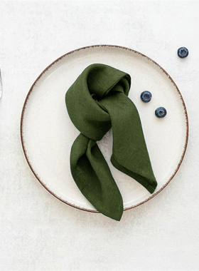 北欧风纯色亚麻餐巾32*44cm抗菌防缩水西餐布茶巾酒店咖啡厅专用