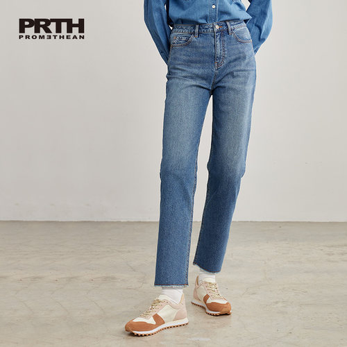 PRTH日系宽松直筒牛仔裤
