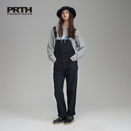 PRTH复古美式工装减龄牛仔背带裤女春夏小个子酷盐系吊带裤男潮流