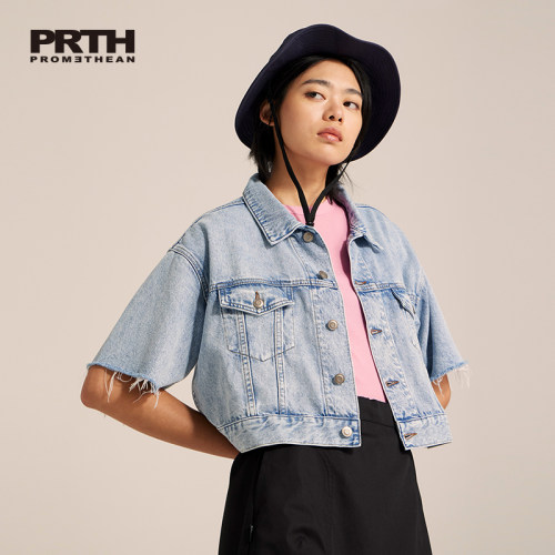 PRTH日系短款牛仔短袖外套