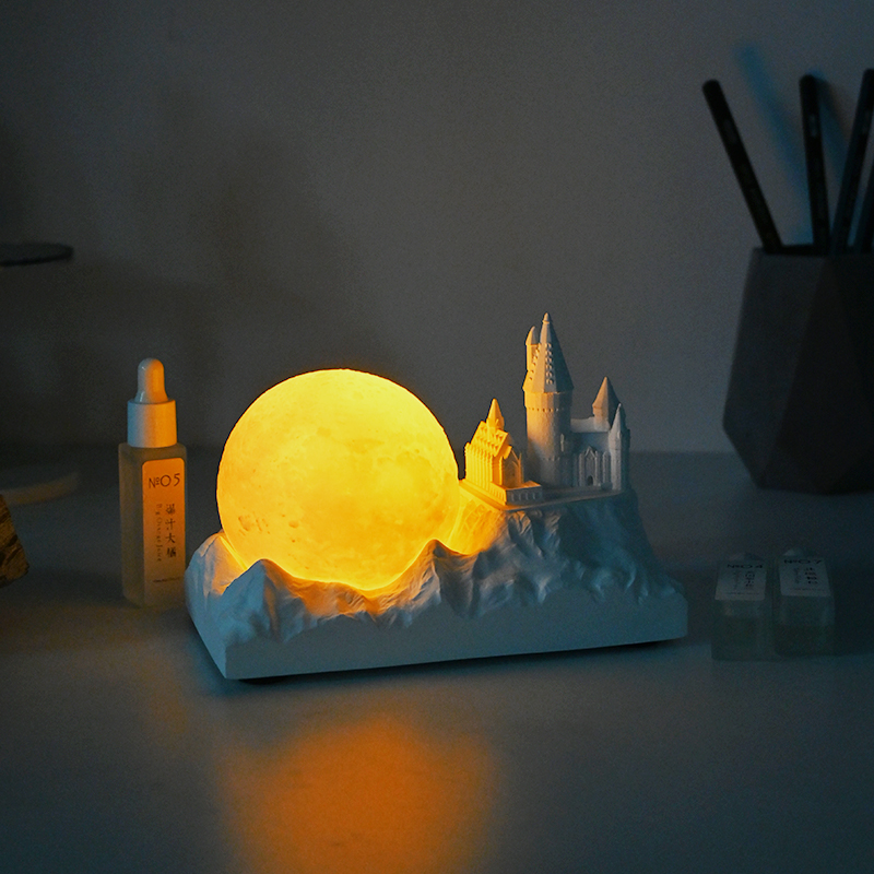 城堡月球雪山扩香石无火香薰氛围灯净化空气装饰摆件新年节日礼物