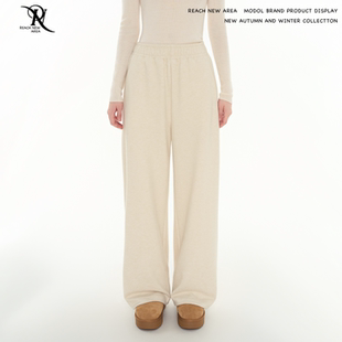 休闲宽松显瘦垂感拖地裤 REACH简约高腰醋酸面料直筒裤 女秋冬新款