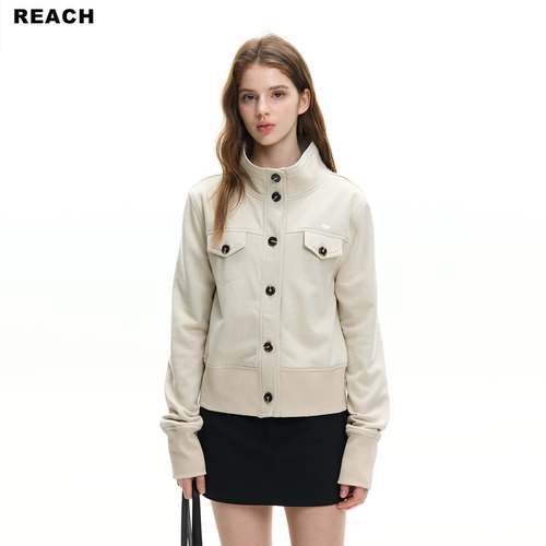 REACH高领针织卫衣通勤外套女春秋新款宽松显瘦百搭上衣简约夹克