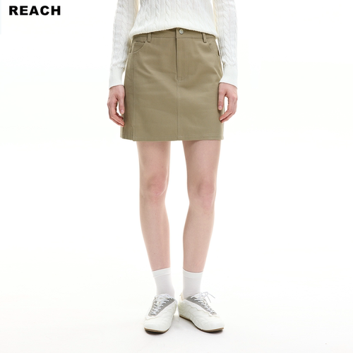 REACH高级感复古卡其色短裙女夏季新款高腰显瘦休闲百搭a字半裙潮