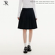 REACH原创春秋新款 黑色A字百褶半身裙女学院风裙子宽松休闲长裙子