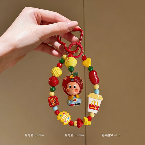 葡萄甜星星人手机链挂绳装饰垫片可爱苹果挂件高级情侣闺蜜礼物新