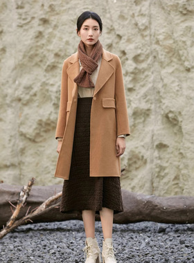 2025年秋冬新款高端双面羊毛大衣女长款毛呢外套HT40916