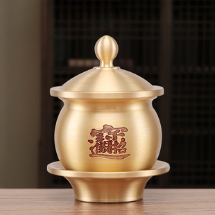 纯铜佛前供水杯铜招财圣水杯黄铜拜神供杯新款敬神供奉杯佛具用品