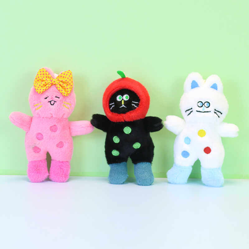 网红波点猫挂件毛绒玩具小公仔挂饰钥匙扣布娃娃可爱斑点猫咪玩偶
