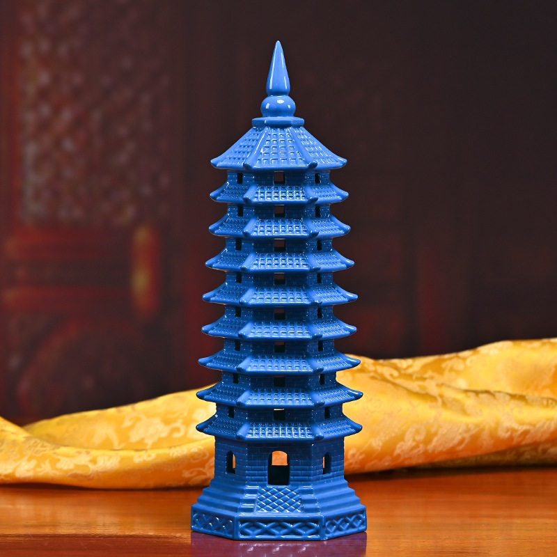 造趣陶瓷文昌塔九层9层家居书房办公室桌面书桌白瓷宝塔文峰摆件