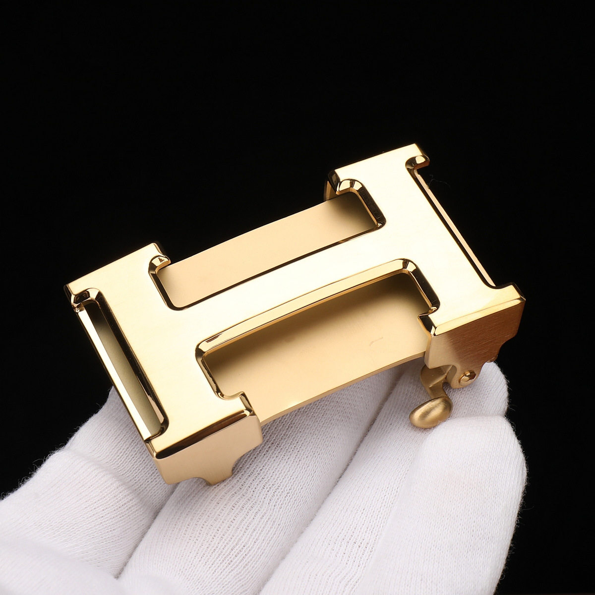 欧洲站CITEX LV轻奢侈H字母内穿式无牙无孔自动扣皮带头腰带卡子