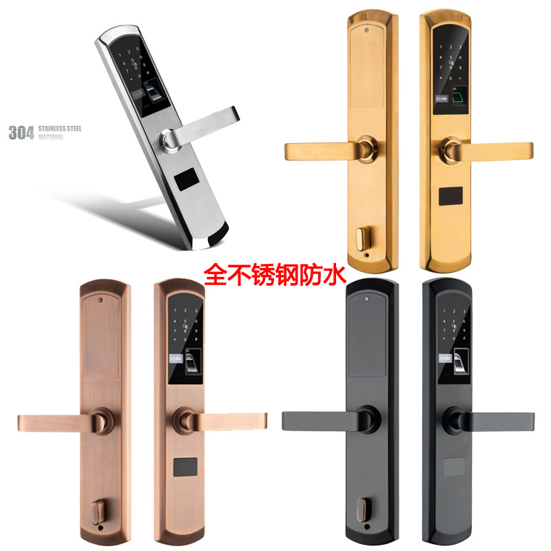 日本品质全不锈钢防水纹锁智能门锁耐寒抗冻防水指纹锁室外防盗锁