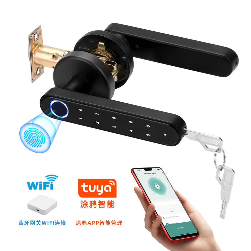 日本品质球形木门指纹锁涂鸦智能锁用室内门锁电子锁网关wifi密码