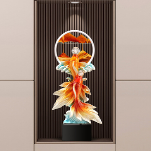 年年有余锦鲤流沙画摆件高档玄关电视柜壁龛装饰乔迁新居礼物软装