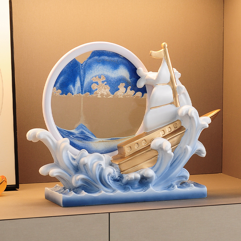 一帆风顺流沙画摆件创意沙漏解压客厅办公室装饰品纪念品乔迁礼物图片