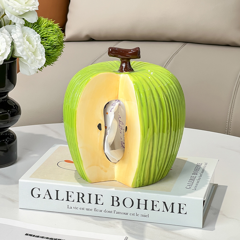 创意苹果抽纸盒家用客厅茶几高级感纸巾盒收纳餐巾纸抽盒桌面摆件