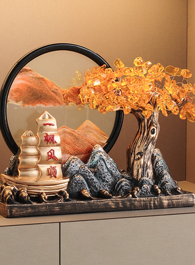 一帆风顺髪财树流沙画 画玄关办公室摆件客厅酒柜装饰品乔迁新居