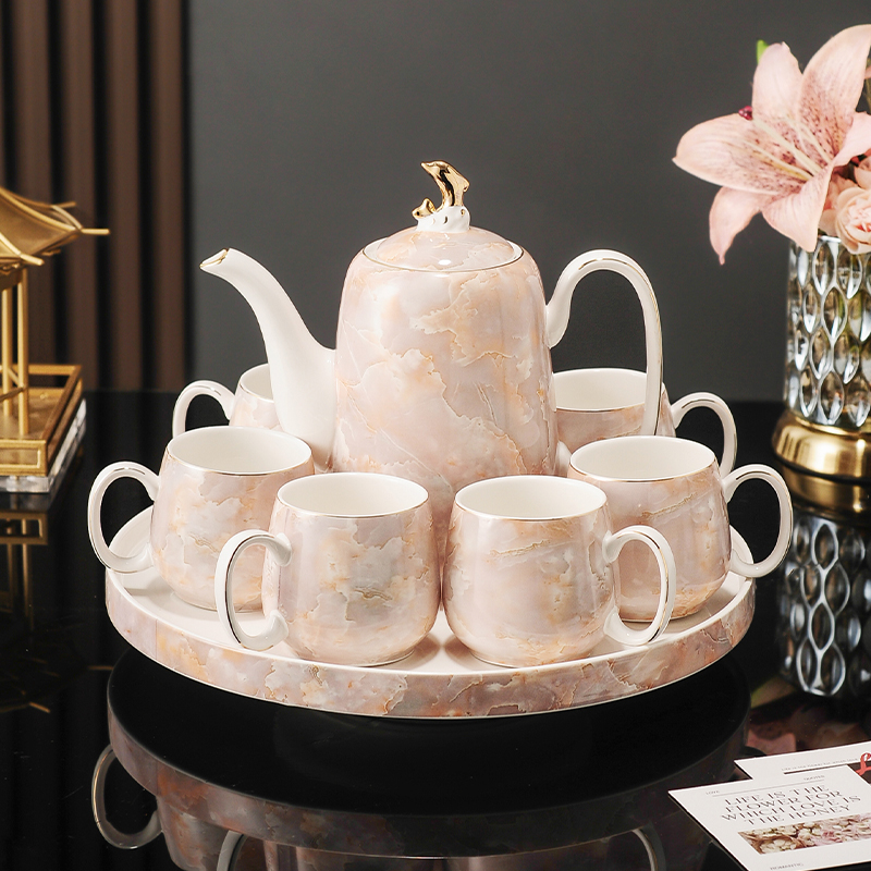 高档陶瓷茶具套装家用客厅水杯杯具乔迁新居结婚茶壶茶杯轻奢水具