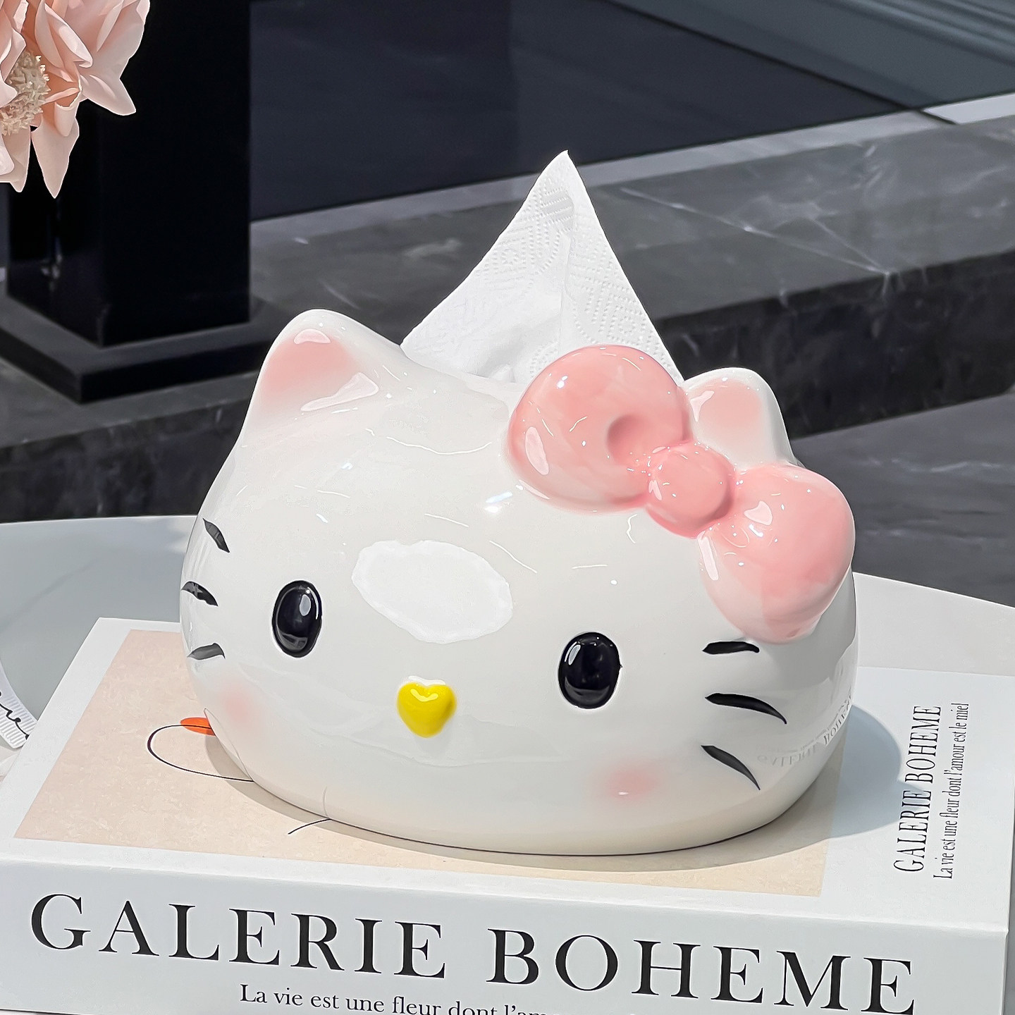 可爱小猫咪纸巾盒客厅纸抽盒陶瓷抽纸盒家用茶几摆件餐巾纸盒图片