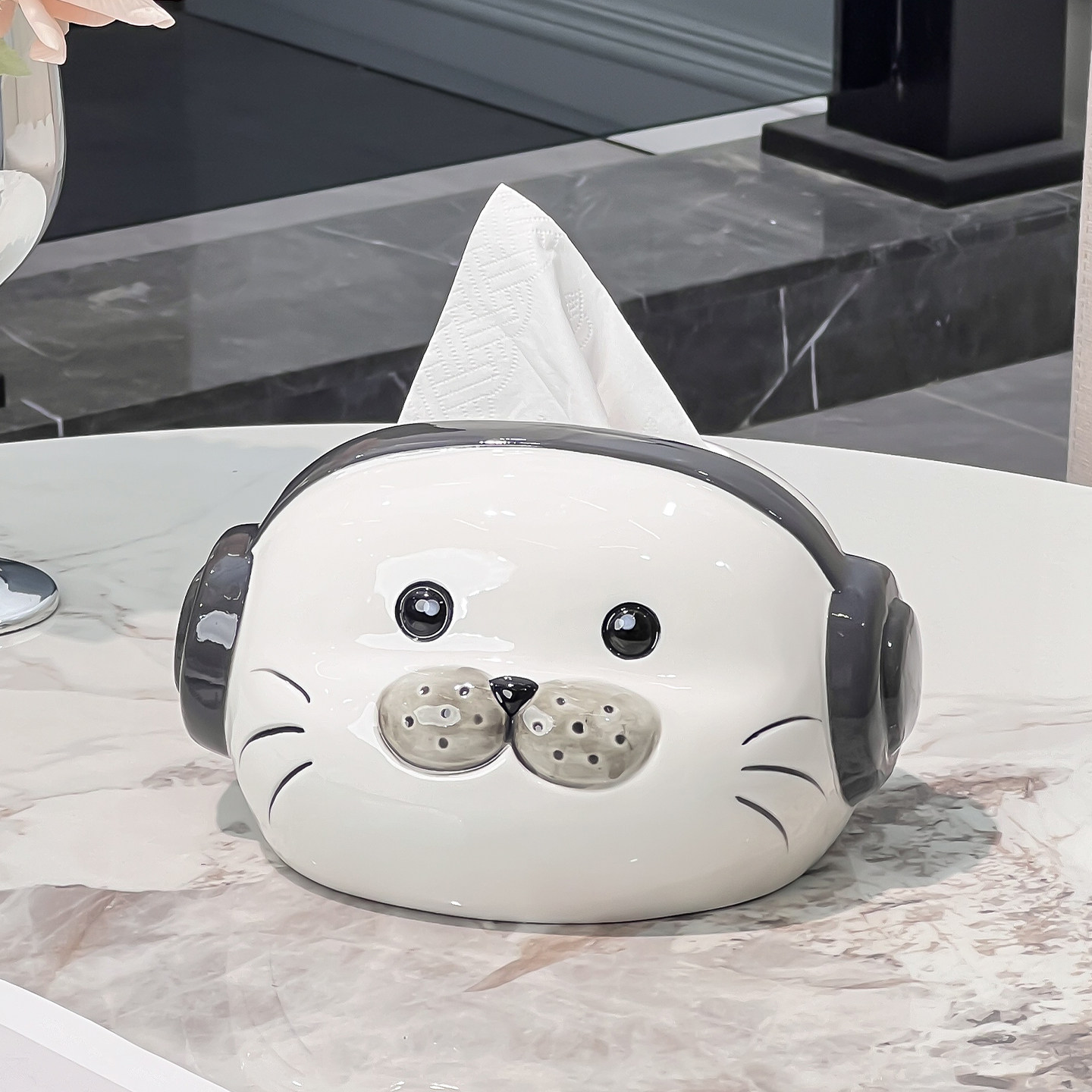 陶瓷纸巾盒客厅家用抽纸盒新款茶几装饰品摆件高颜值海豹餐巾纸盒,家居饰品,装饰纸巾盒,淘宝优惠券,粉丝福利购,淘宝优惠卷