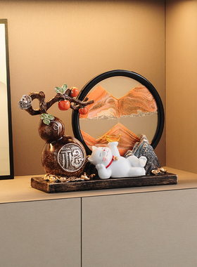 葫芦流沙画招财猫摆件客厅高档公司店铺前台装饰乔迁新居开业礼物