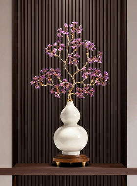 新中式紫水晶招财葫芦摆件紫气东来客厅玄关轻奢装饰乔迁新居礼物