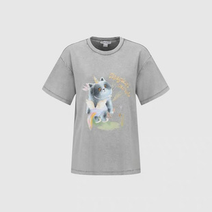 SH&UR2026春季新款女装潮流休闲中圆领趣味印花女装T恤UYV460024+