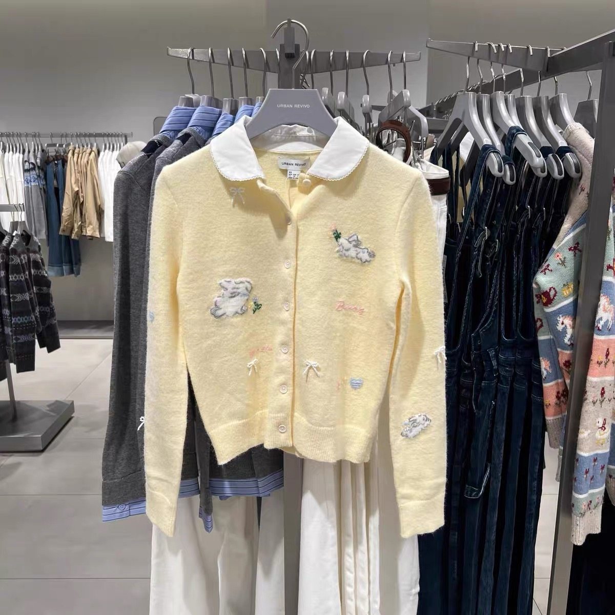 SH&UR2026春季新款女装休闲撞色童趣兔子提花针织开衫UYL960027,女装/女士精品,毛针织衫,淘宝优惠券,粉丝福利购,淘宝优惠卷