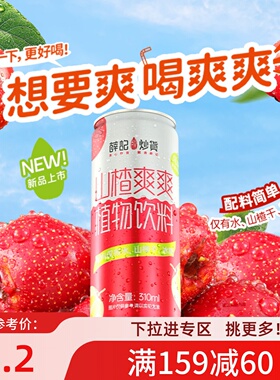 【满159减60】薛记炒货 山楂爽爽310ml*2罐果汁纯山楂休闲饮品
