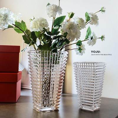 欧式水晶玻璃花瓶高级感客厅餐桌透明插花摆件网红ins风鲜花花瓶