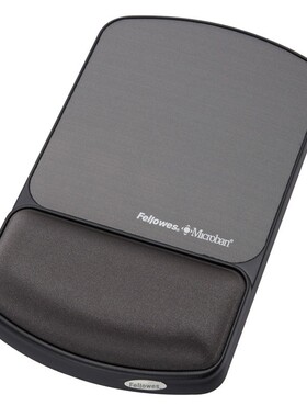 Fellowes 范罗士91751黑色丝质硅胶鼠标垫护腕游戏办公防滑可拆洗