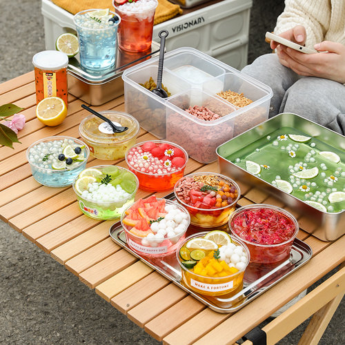 网红冰粉打包盒甜品盒子