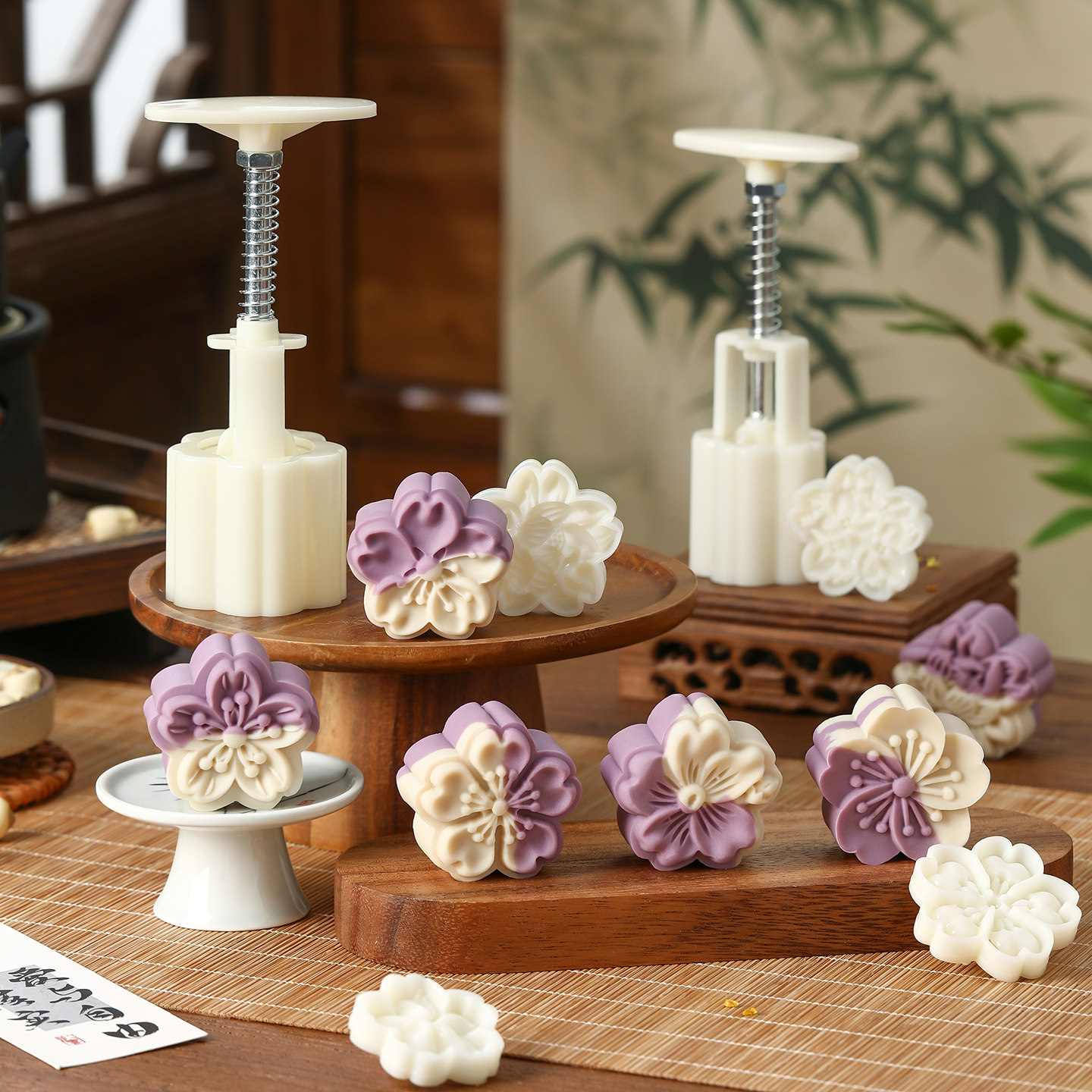 月饼模具新款绿豆糕手压式家用紫薯山药烘焙糕点辅食磨具压花专用