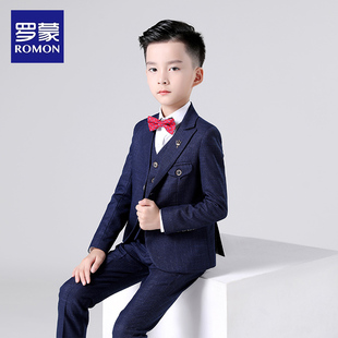 罗蒙儿童西装套装小花童男孩钢琴演出主持人周岁礼服男童帅气西服