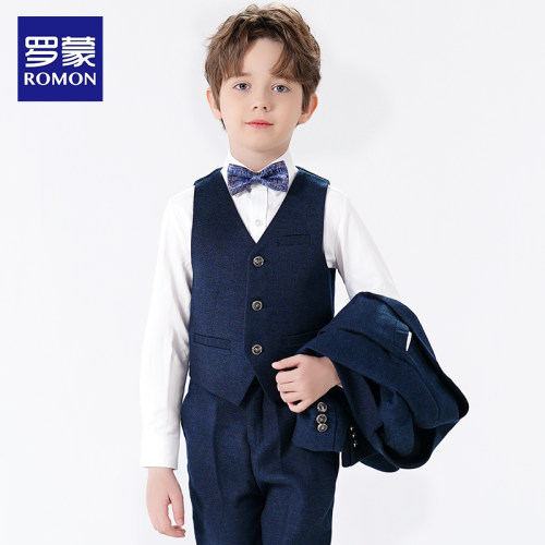 罗蒙儿童礼服男童西装三件套