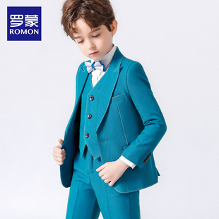 罗蒙儿童西装套装男童礼服三件套英伦男孩西服小主持人钢琴演出服