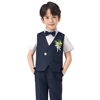 罗蒙儿童礼服男童套装英伦风主持人走秀毕业演出服夏季花童小西装