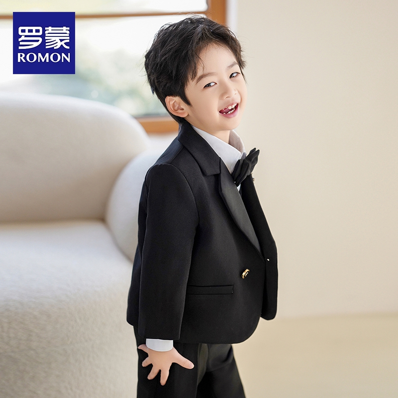 罗蒙儿童小西装套装钢琴演出套装英伦风西服儿童周岁生日礼服套装