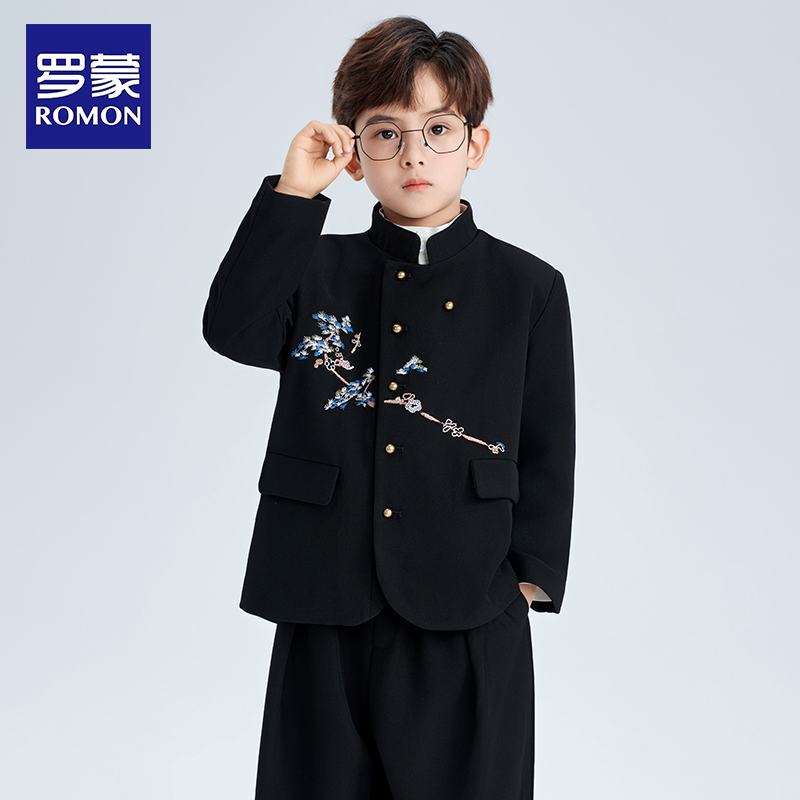罗蒙男童新中式唐装国风中山装