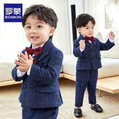 主持人英伦宝宝小西服周岁生日正装 罗蒙花童男童礼服套装 儿童西装