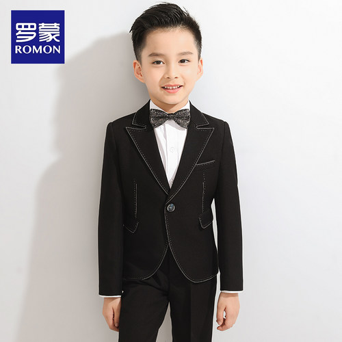 罗蒙男童西装套装英伦演出小孩
