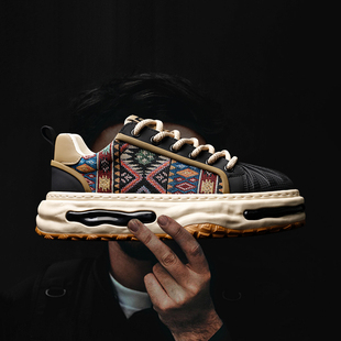 三原康裕贝壳头溶解鞋民族风小众板鞋男款潮牌痞帅炸街鞋子男潮鞋