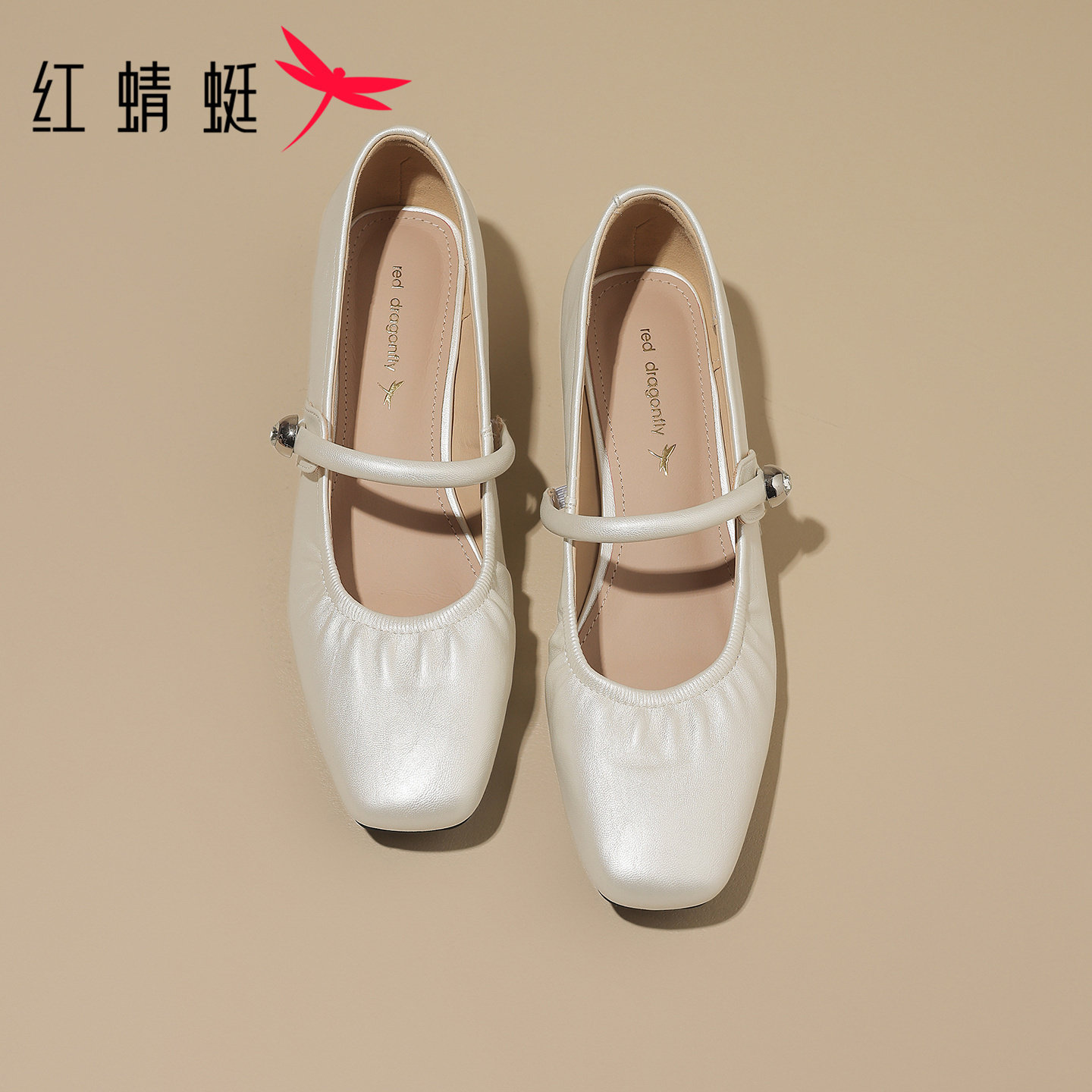 红蜻蜓玛丽珍鞋女款2026新款春季时尚宴会方头高跟鞋法式粗跟单鞋
