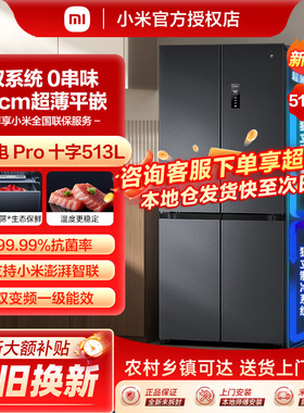 小米米家巨能装513L十字四门60cm超薄风冷无霜双系统冰箱一级能效