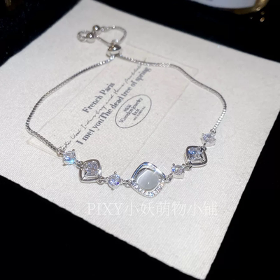 冷淡风锆石猫眼石花朵手链轻奢